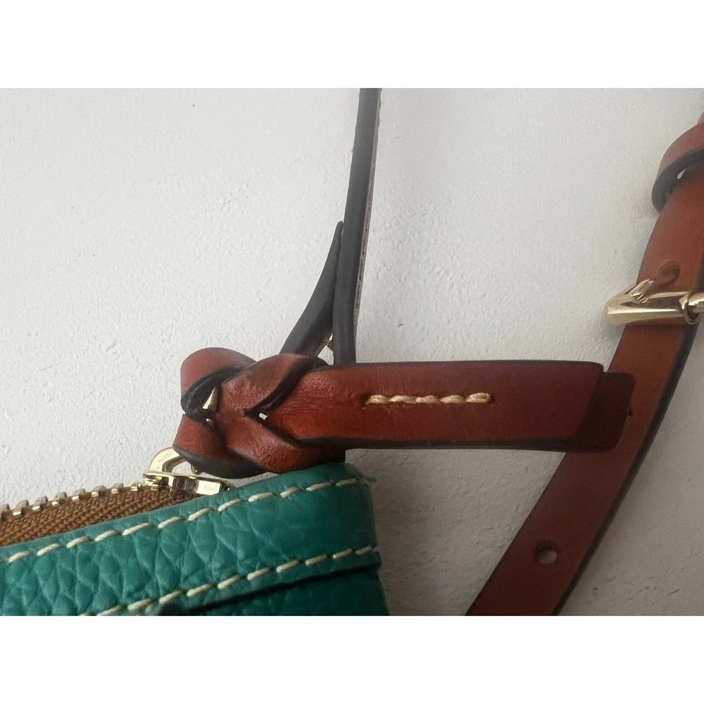 Dooney‎ Bourke Pebble Grain Leather Teal Crossbody Bag Small Purse 1975 - Picture 9 of 9